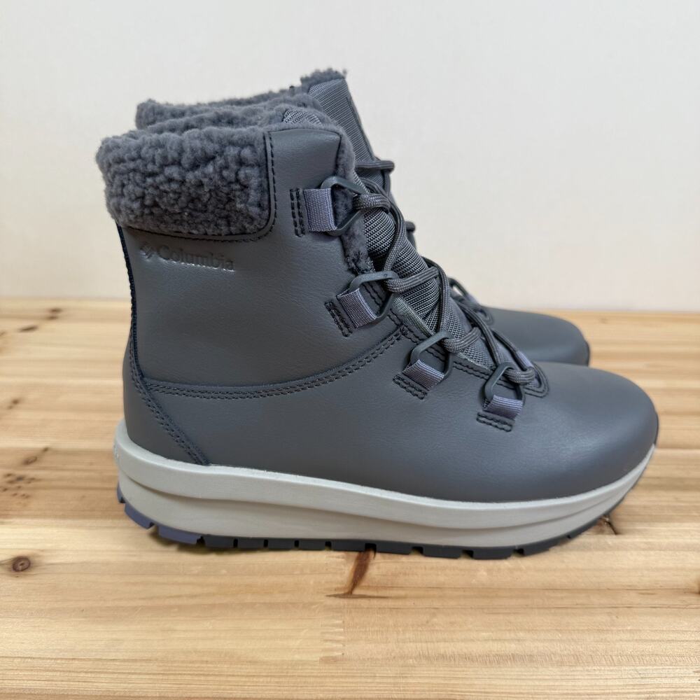 Columbia Moritza Winter snow boots Waterproof lined Womens 6.5 Light Grey
